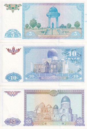 Ouzbékistan Lot 3 billets