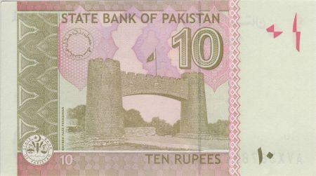 Pakistan 10 Rupees M. Ali Jinnah - Porte de Peshawar - 2018