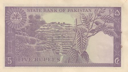 Pakistan 5 Rupees 1966 - M. Ali Jinnah - Jardins en terrasse