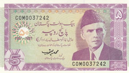 Pakistan 5 Rupees 1997 - M. Ali Jinnah - Tombe ancienne