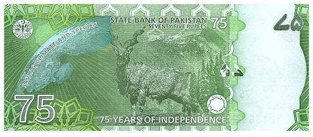 Pakistan 75 Rupees - M. Ali Jinnah - 75 ans de l\'Indépendance du Pakistan - 2022 - Série AAE - P.NEW