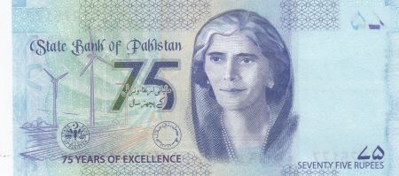 Pakistan 75 Rupees - M. Ali Jinnah - Mohtarma Fatima Jinnah - 2023 Série C
