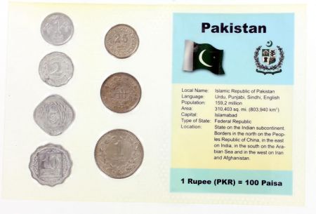 Pakistan Blister 7 monnaies PAKISTAN (1 paisa à 1 roupie)