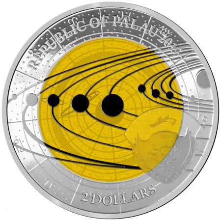 Palau 2 Dollars Palau - Saturne - Le système Solaire - 2017