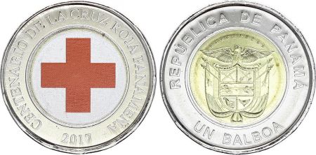 Panama 1 Balboa Croix Rouge - 2017 Bimétal Colorisée