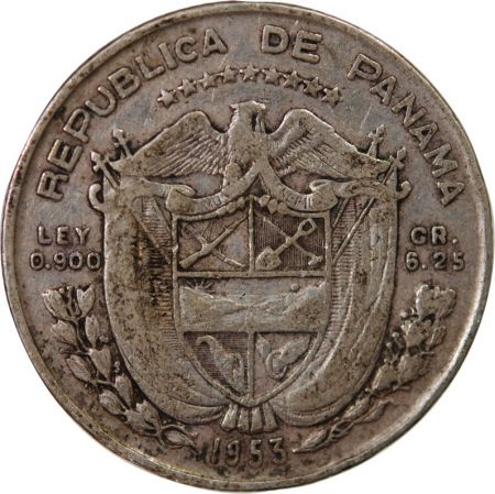 Panama PANAMA - 1/4 BALBOA ARGENT 1953