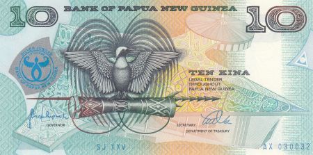 Papouasie-Nouvelle-Guinée 10 Kina - Oiseau de Paradis - Silver Jubilee - ND (1998)