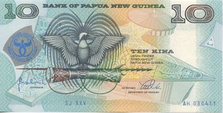 Papouasie-Nouvelle-Guinée 10 Kina Oiseau de Paradis - 25 ans de la Banque