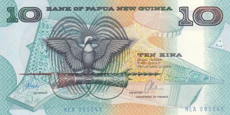 Papouasie-Nouvelle-Guinée 10 Kina Oiseau de Paradis - Artisanat - Série NEA - 1988