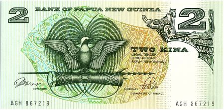 Papouasie-Nouvelle-Guinée 2 Kina Oiseau de Paradis - Artisanat - 1992