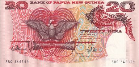 Papouasie-Nouvelle-Guinée 20 Kina - Oiseau de Paradis - Sanglier - ND (1981) - Série SBC - P.10a
