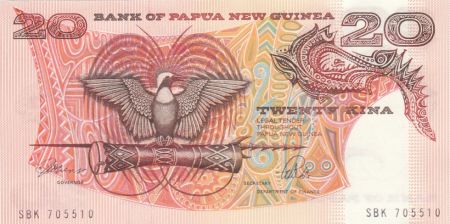 Papouasie-Nouvelle-Guinée 20 Kina Oiseau de Paradis - Sanglier - Série SBK - 1988