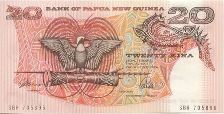 Papouasie-Nouvelle-Guinée 20 Kina Oiseau de Paradis - Sanglier