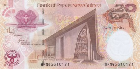 Papouasie-Nouvelle-Guinée 20 Kina Parlement - 35 ans de la Banque Centrale - Série BPNG - 2008