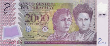 Paraguay 2000 Guaranies Adela y Celsa Speratti - 2017 Polymer