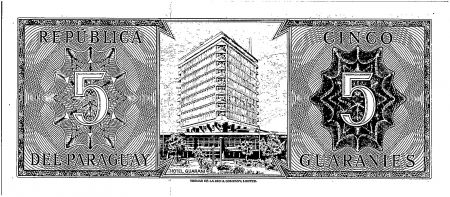 Paraguay 5 Guaranies, Femme et cruche - Hotel Guarani - 1963 - P.195 a - Neuf
