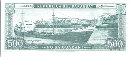 Paraguay 500 Guaranies - Général Bernardino Caballero - Cargo - ND L.1952 (1963-1982) - Série A