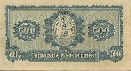 Paraguay 500 Pesos Fuertes Fuertes, Carlos Antonio Lopez, vaches