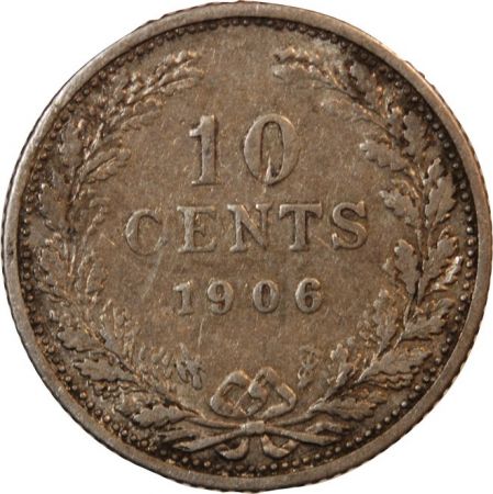 PAYS-BAS  WILHELMINA - 10 CENTS ARGENT 1906
