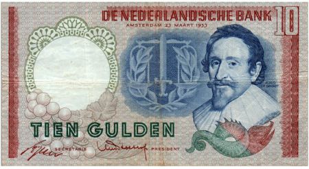 Pays-Bas 10 Gulden 1953 - Hugo de Groot