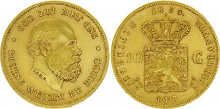 Pays-Bas 10 Gulden Guillaume III - Armoiries 1875