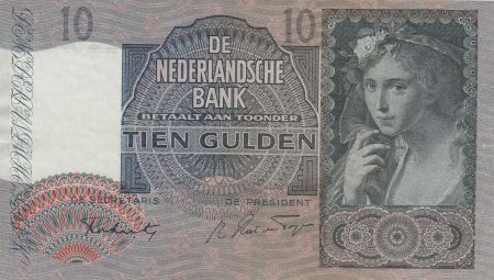 Pays-Bas 10 Gulden Jeune femme - 1942
