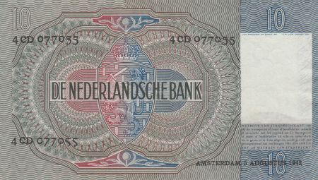 Pays-Bas 10 Gulden Jeune femme - 1942