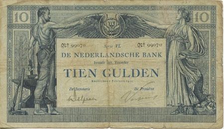 Pays-Bas 10 Gulden Travail et Commerce - 1921