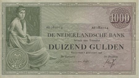 Pays-Bas 1000 Gulden Femme assise - 05/09/1938
