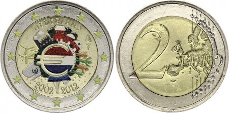 Pays-Bas 2 Euros - 10 ans de l\'Euro - Colorisée - 2012