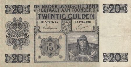 Pays-Bas 20 Gulden Pêcheur - 1944 Série BW - TTB