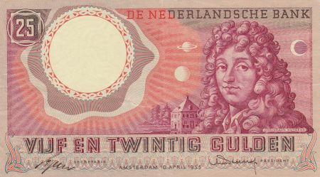Pays-Bas 25 Gulden 1955 - Christian Huygens, Astronomie, Planètes