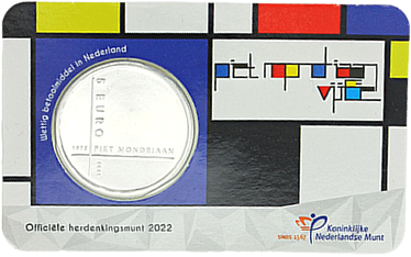 Pays-Bas 5 Euros Coincard UNC - 150 ans de Piet Mondrian - 2022