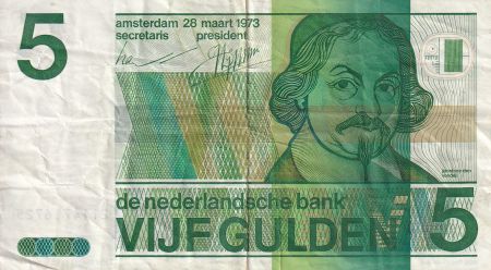 Pays-Bas 5 Gulden - J. Van den Vondel - 1973 - TTB - P.95