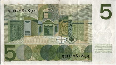 Pays-Bas 5 Gulden, Joost van den Vondel - 1966 - TTB + - P.90