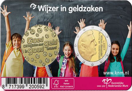Pays-Bas Coincard BU 10 ans de la Semaine de la Monnaie\  2 Euros Pays Bas 2021 + Jeton commémorative\ 
