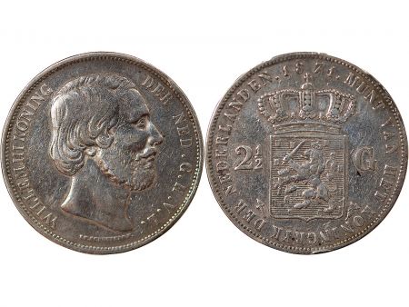 Pays-Bas PAYS-BAS, GUILLAUME III - 2 1/2 GULDEN ARGENT 1871