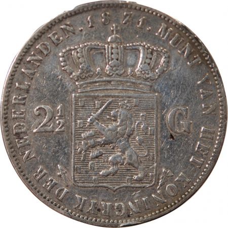 Pays-Bas PAYS-BAS, GUILLAUME III - 2 1/2 GULDEN ARGENT 1871