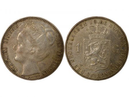 Pays-Bas Pays-Bas, Wilhelmina - 1 Gulden Argent - 1906 Utrecht