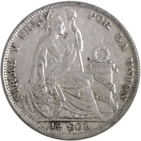 Pérou 1/2 Sol - 1935 - Liberté assise - Armoiries