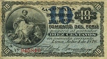 Pérou 10 Centavos Femme assise
