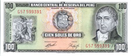 Pérou 100 Soles de Oro, H. Unanue - 1970 - Neuf Série G