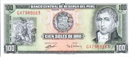 Pérou 100 Soles de Oro, H. Unanue - Congrès National  - 1969