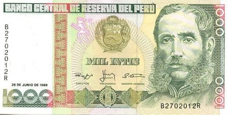 Pérou 1000 Intis M.A. Avelino Caceres