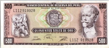 Pérou 500 Soles de Oro - Nicolas de Pierola - 1975