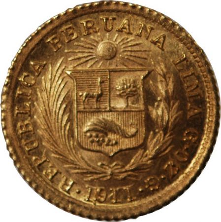 Pérou PEROU - 1/5 LIBRA OR 1911 LIMA