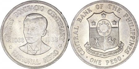 Philippines 1 Peso 100 ans de Andres Bonifacio - 1963