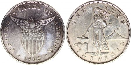 Philippines 1 Peso Femme et forge - Etats Unis - 1903 Argent