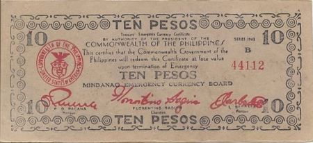 Philippines 10 Pesos Commonwealth of the Philippines - 1943