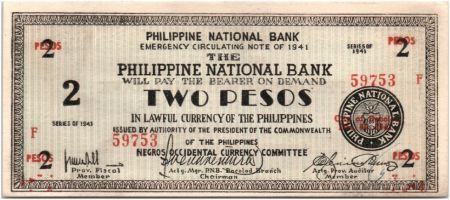 Philippines 2 Pesos Noir et bleu - 1941